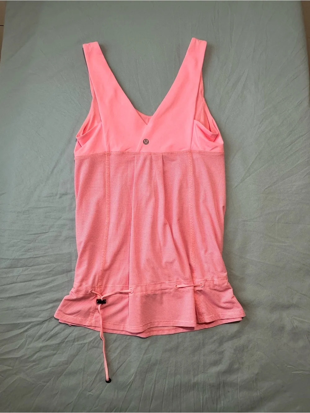 Lululemon Pink Tank Top | Size 6 Drawstring Hem Built-in Bra X-Static Silver